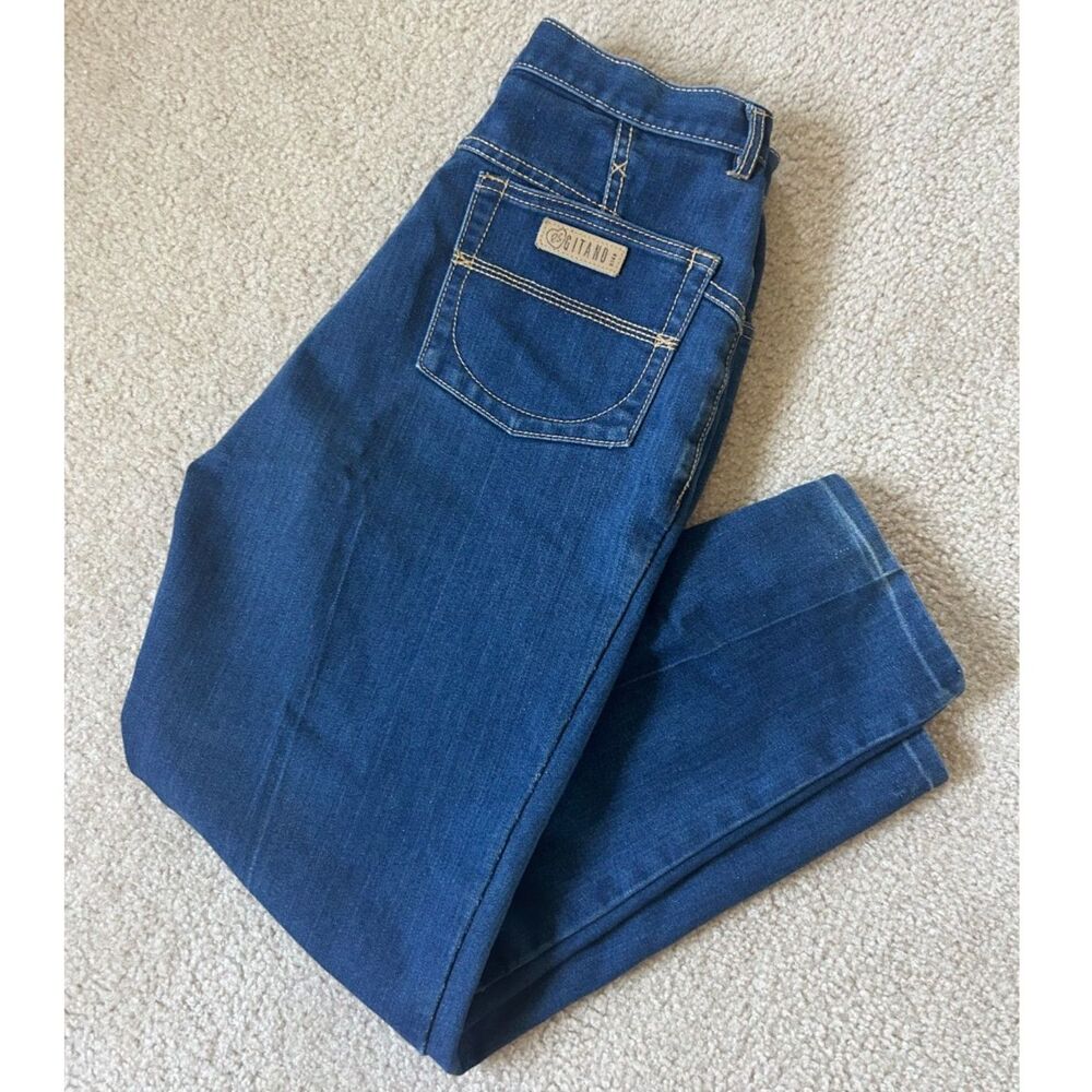 Vintage PS Gitano Dark Wash High-waisted Tapered Leg Denim Jeans - Size 12L